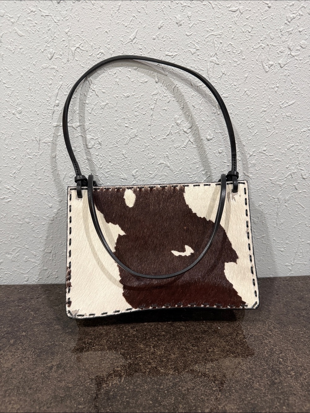 Fossil Genuine Cowhide Leather Shoulder Bag in Brown & White